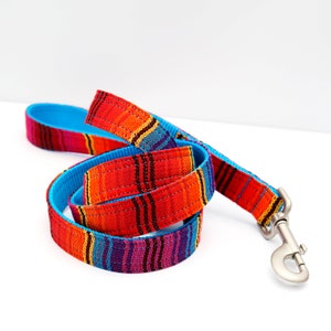 FIESTA Guatemalteekse boho geweven hondenriem - 4&#39;, 5&#39; of 6&#39; - kleurrijke felle hondenriem - gestreept tribal inheemse patroon