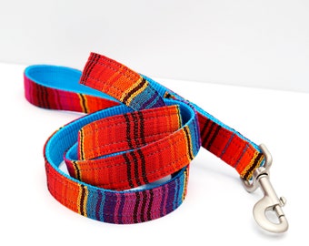 Hundeleine Fiesta: Handgewebter Guatemalteken Stoff, buntes Tribal-Muster, 1,5-2 m