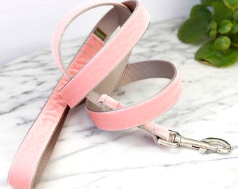 4&#39; or 5&#39; VELVET Dog Leash to match your collar - 25 colors to choose from - Custom Soft Dog Lead - Beautiful Dog Leash - Wedding Dog Gift -
