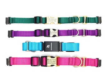 Collar Martingala para perros compatible con Fi / Collar Martingala Fi con hebilla / 27 colores de nailon / Collar Fi con grabado personalizado / Serie 3/3+