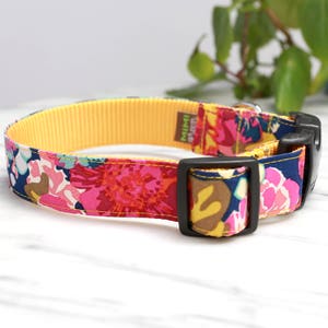 Floral Custom Dog Collar ELLA Personalized Laser Engraved Buckle Dog Collar With Name 4 Colors USA Handmade Flowers Girly Dog Collar image 6
