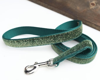 Glitter Velvet Dog Leash: Starlight Swiss Velvet, Heavy Duty Nylon