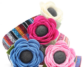 Collar de perro con flor de amapola / Accesorio de collar de perro con flor de fieltro de lana / Accesorio de collar de mascota extraíble / Conjunto de boda con flor de collar de perro /