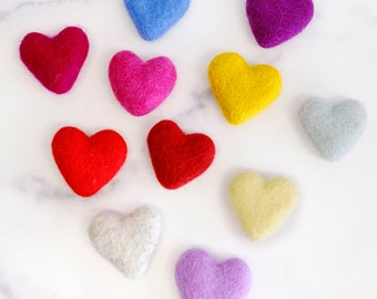 Heart Dog Collar Accessory | Valentines Day Dog Gift | Wool Felt Heart Attachment | 10 Colors | Removable | Single Heart