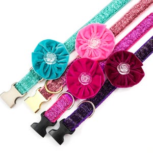 VELVET Dog Collar Flower | Velvet Dog Collar Accessory | Wedding Dog Flower | Special Occasion Dog Collar - Removable Flower