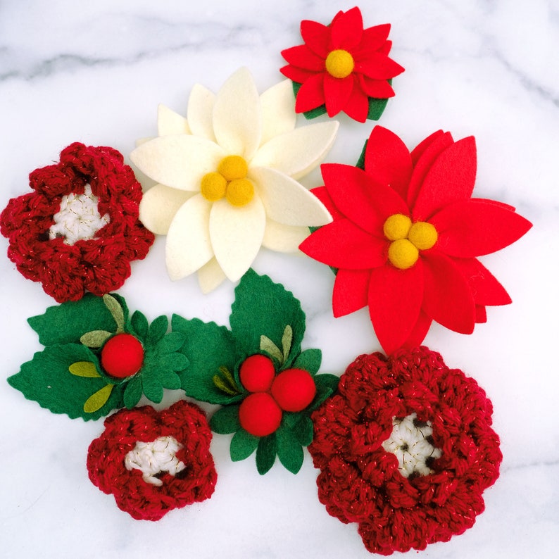 Holly Holiday Dog Collar Accessory Felt Holiday Dog Collar Accessory Removable Christmas dog accessory image 3