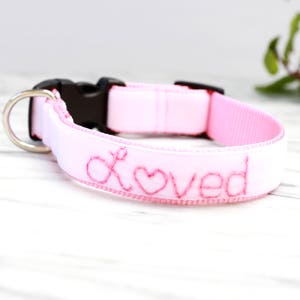 LOVED Velvet Dog Collar Valentine Dog Collar Hand Embroidered Dog Collar I Am Loved Dog collar Cute dog collar image 4