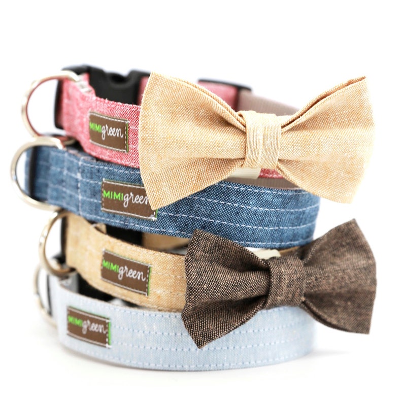 Dog Collar BOW TIE 7 colors Linen Bowtie for Dogs Dog Collar Accessory Special Occasion Wedding Dog Bowtie image 4