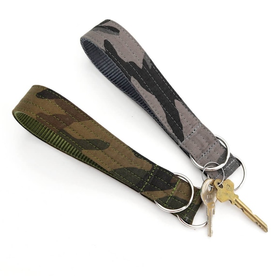 CAMO Tough Canvas Keychain Wristlet Key Fob Army Military Keychain Match  Your Dog Hunting Fishing Camping Key Chain 