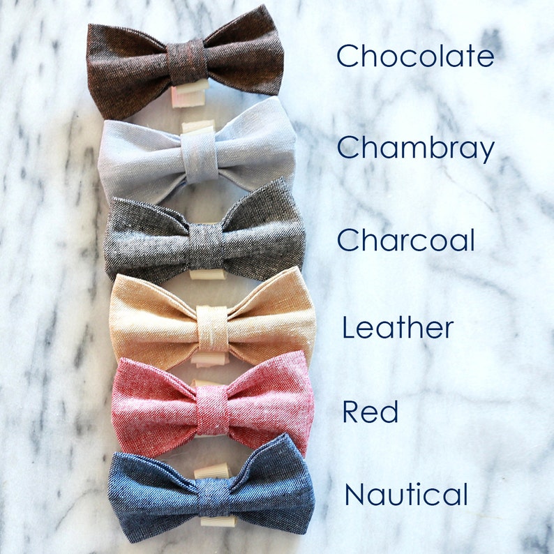 Dog Collar BOW TIE 7 colors Linen Bowtie for Dogs Dog Collar Accessory Special Occasion Wedding Dog Bowtie image 3