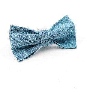 Dog Collar BOW TIE 7 colors Linen Bowtie for Dogs Dog Collar Accessory Special Occasion Wedding Dog Bowtie Malibu Teal
