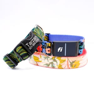 Fi Kompatibles Halsband |13 Styles Voile Hundehalsband | GPS-Tracker-Band | Personalisierte gravierte ID | Rifle Paper Co & Florals | Serie 3/3+