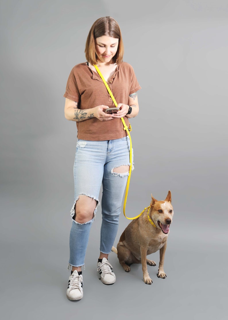Hands Free Dog LEASH Waterproof Convertible Dog Lead 22 Biothane Colors Wear 3 Ways Waist Dog Leash Adjustable Leash image 8