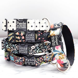 Canvas Patterned WIDE Dog Collar | 10 Styles | 1.5&quot; Inch Collar | Large Breed Collar | Engraved Buckle Collar | Big Dog Collar | 1.5 in Wide