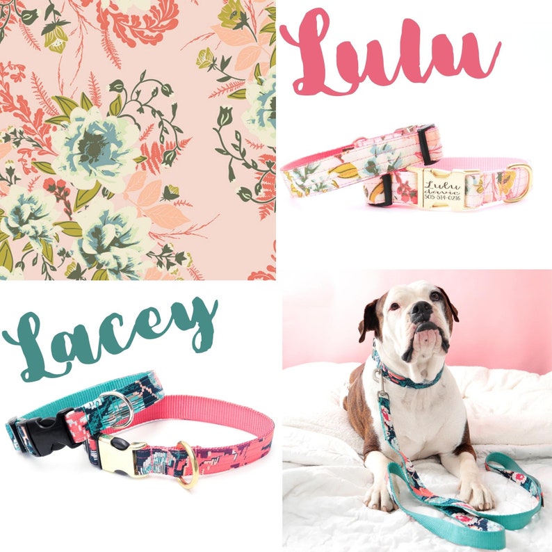 Personalized Laser Engraved Buckle Dog Collar 10 Boho Cotton Voile styles to choose from image 7