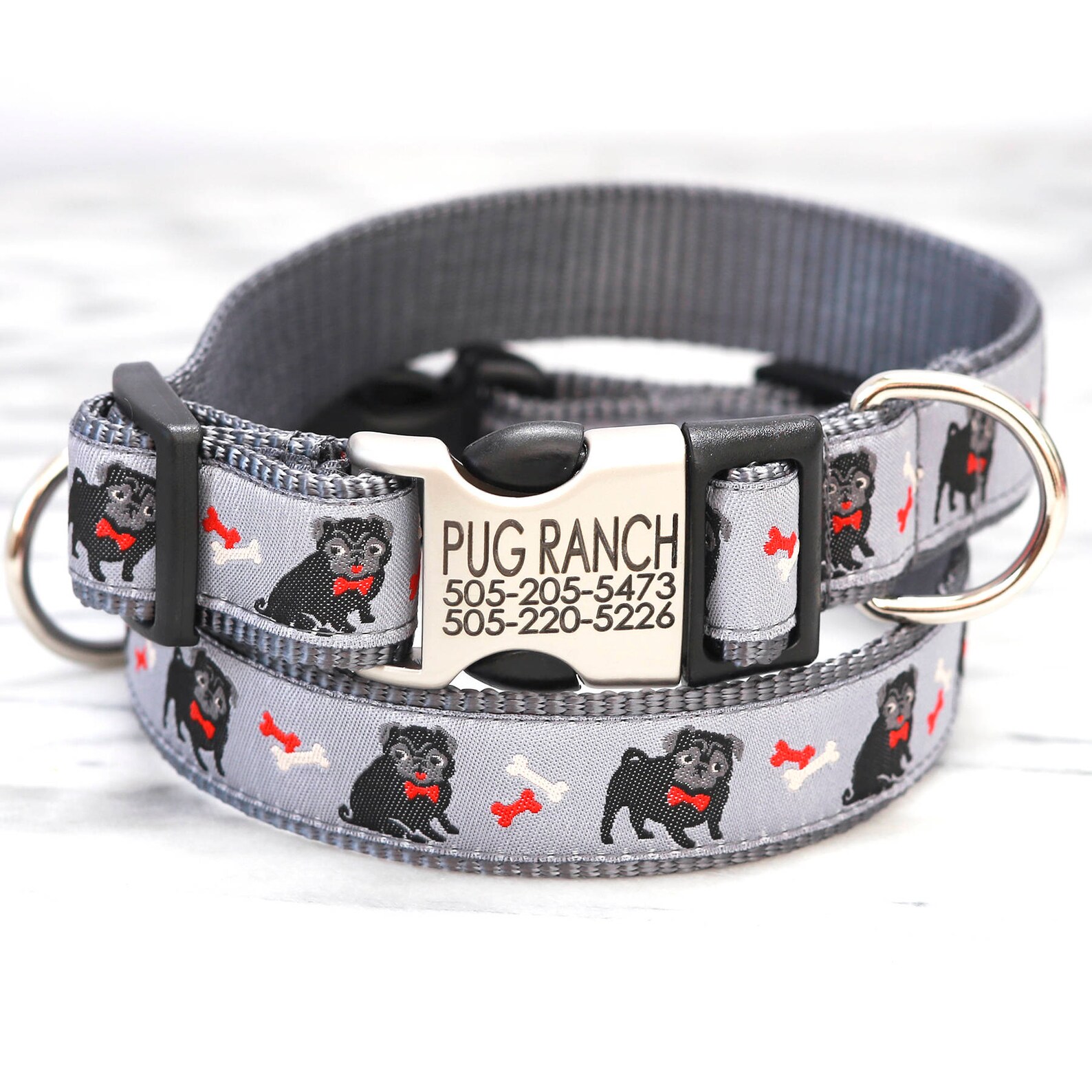 Pug Dog Collar Personalized Engraved Dog Collar Collar for Etsy