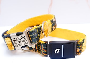 Fi Kompatibles Halsband | Serie 3 | DANDELION Hundehalsband | Blumen Fi Kragen | GPS-Tracker-Band | Personalisierte gravierte ID