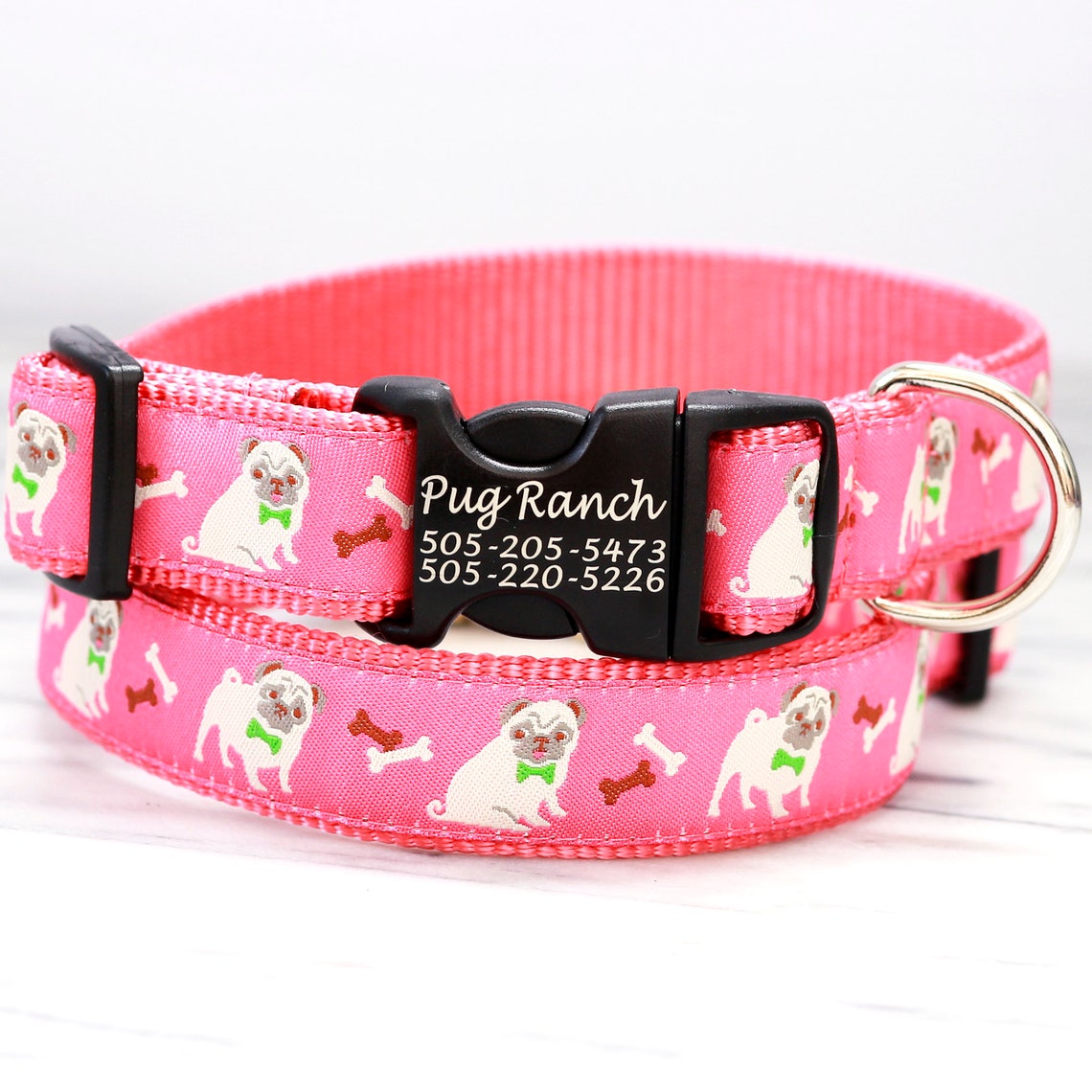 Pug Dog Collar Personalized Engraved Dog Collar Collar for Etsy