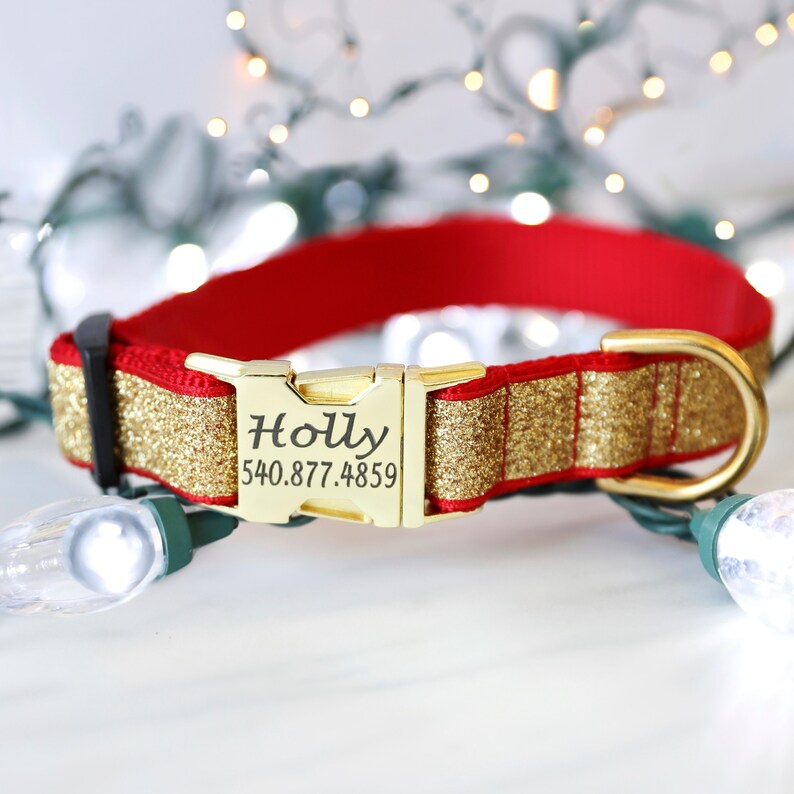 Holiday Glitter Dog Collar Personalized Dog Collar With Etsy