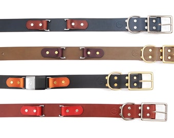 Fi Compatible Leather Dog Collar | Two Toned | 4 Color Combinations | For Medium & Large Dogs | GPS Collar Band