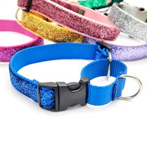 Sparkly Mermaid Glitter MARTINGALE Engraved Buckle Dog Collar | 8 Sparkle Colors | Personalized | Pink Gold Silver Blue Green