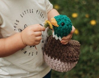 Drake the Mallard: Crochet stuffed animal toy plushie, Farm Animal, Imaginative Play, Toddler Gifts