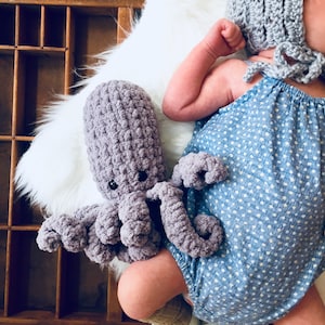 Stuffed Octopus Toy Gender Neutral Baby Shower Lovey Milestone Prop Sea Creature Stuffed Animal Stuffy Toy Crochet Handmade