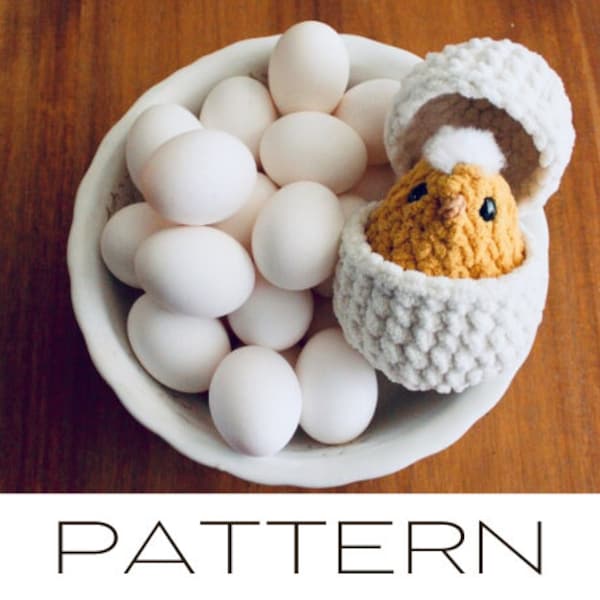 SÓLO PATRÓN Hatcher the Hatching Chick, Hatchling, Patrones de crochet para principiantes, Amigurumi.