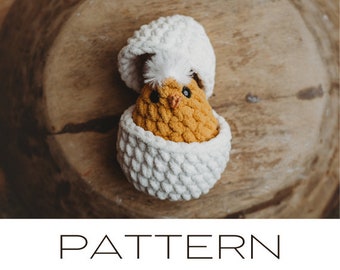 PATTERN ONLY: Crochet Chunky Amigurumi Chicken Hatching Chick in Shell Animal Pattern