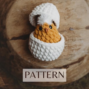 PATTERN ONLY: Crochet Chunky Amigurumi Chicken Hatching Chick in Shell Animal Pattern