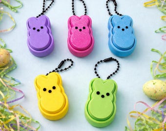 3D Printed Marshmallow Bunny Clicker Keychain Fidget | Keyboard Fidget | Easter Basket Stuffer