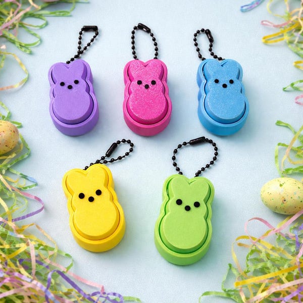 3D Printed Marshmallow Bunny Clicker Keychain Fidget | Keyboard Fidget | Easter Basket Stuffer