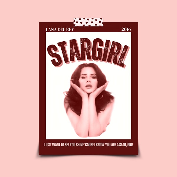 Lana Del Rey Stargirl Poster, Digital Print, Lana Del Rey Wall Art, Retro Prints, Vintage Wall Art, Lana Del Rey, Aesthetic Room Decor,