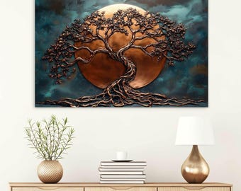 Wooden Wall Art - Eternal Tree of Life and Moon