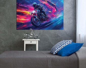 Modern Wall Art - Neon Motorcycle