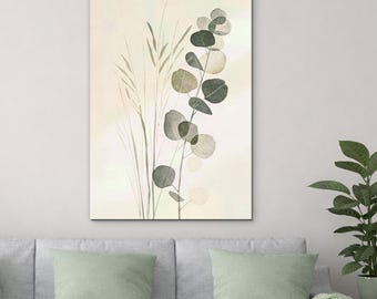 Boho painting-style image - Eucalyptus stems