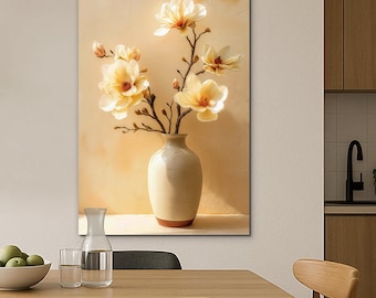 Wall painting - Yellow magnolias in a vase
