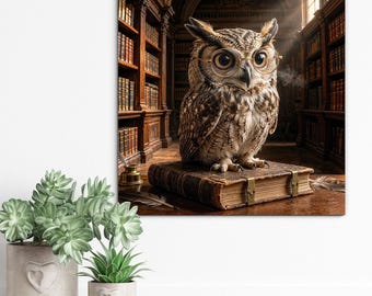 Wooden picture - Owl on a book
