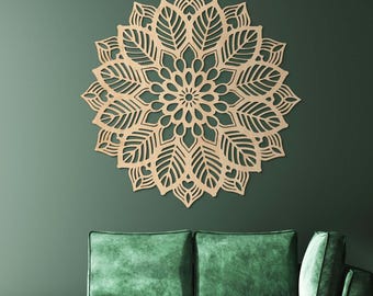 Health Mandala on the Wall, Boho Style, Spiritual Geometric Art, Wooden Decoration