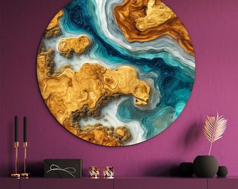 Round image with epoxy and wood effect