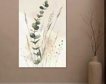Natural wall art - Meadow grasses with eucalyptus