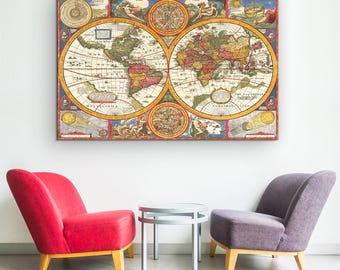 Wooden picture - Historical map of the world