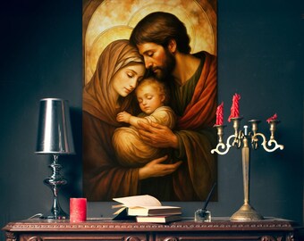 Colorful wooden picture - Holy Family