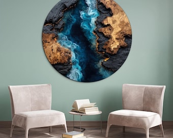 Circular epoxy artwork - Earth's Pulse (UV print)