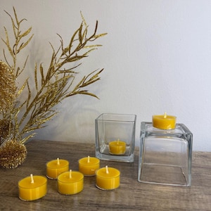 Handmade Beeswax Tealight Candles – 100% Natural Yellow Tea Lights | Organic Honey Aroma | Eco-Friendly Decor, Meditation, Spiritual Gifts