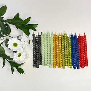 Pure Beeswax Birthday Candle Set - 14 Thin Hand-Rolled Natural Cake Candles for Bento, Birthday, and Special Celebrations