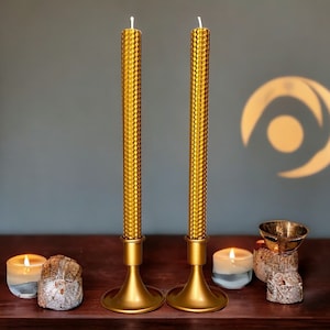 Handmade Colorful Beeswax Taper Candles -   Natural Beeswax - Set of 2 - Long-Lasting - Non-Toxic - Perfect for Home Decor & Gifts