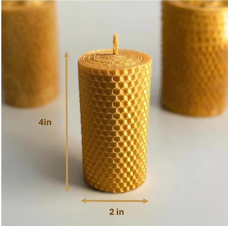 Christmas Beeswax Candle With Vintage Red Holder Ruby or Gold Holiday