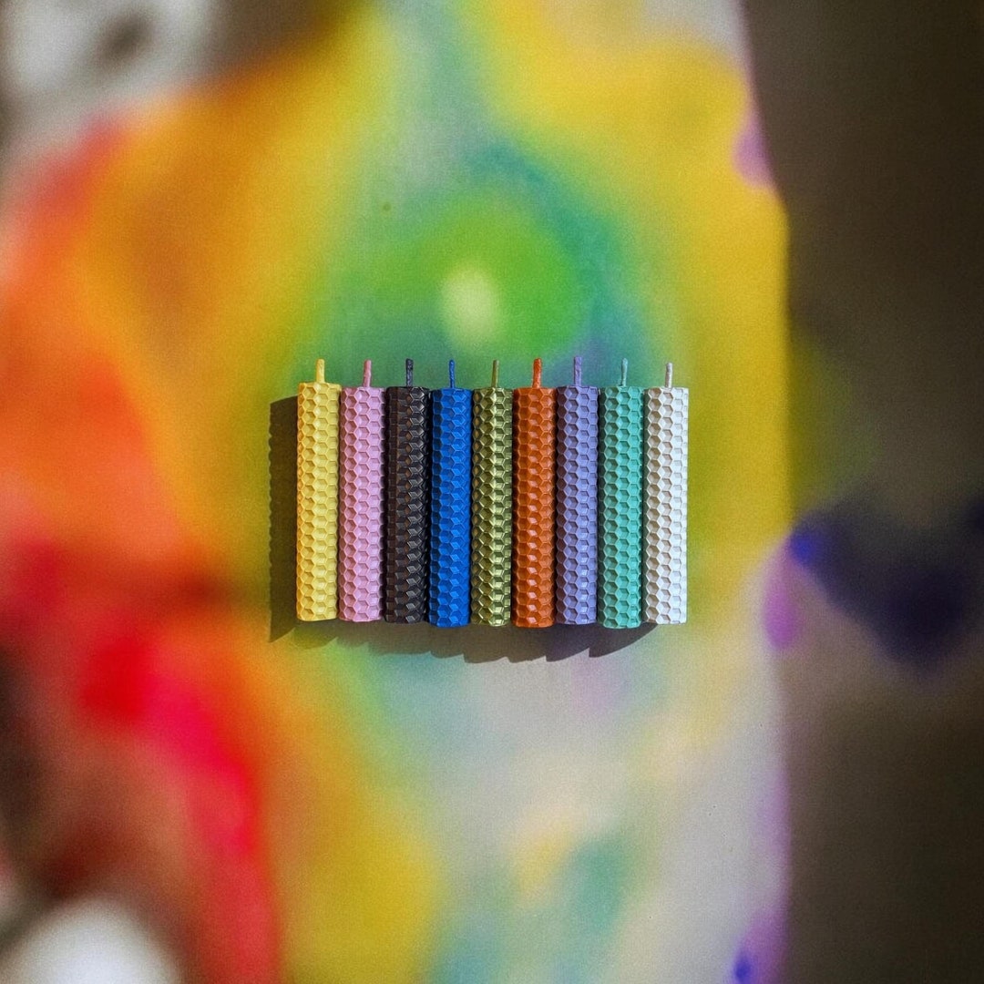 Handmade Small Beeswax Ritual Candles | 4 Inch Multi-colored Rolled ...