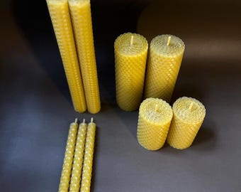 Hand-Rolled Beeswax Candles: 100% Natural Unscented Wax